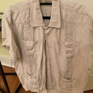 Men's CUBAVERA linen short-sleeved shirt, size M.